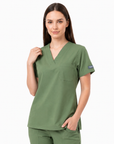 Blusa Antifluido Spandex Cuello V